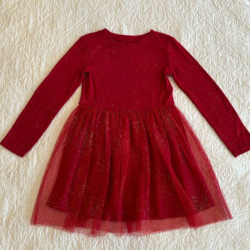 Cat & Jack sparkly size S 6/6X dress. Super soft! Worn twice! Gold sparkle net!